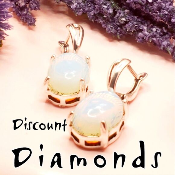 White Opalite Moonstone Dangle Drop Leverback Earrings